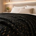 Ver imagem 2 de Cobertor Manta Fio de Ouro Casal 190x210 Toque Macio Luxo Decorativa Preto