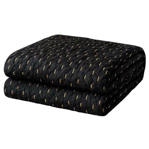 Cobertor Manta Fio de Ouro Casal 190x210 Toque Macio Luxo Decorativa Preto