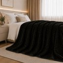 Ver imagem 3 de Cobertor Manta Fio de Ouro Casal 190x210 Toque Macio Luxo Decorativa Preto