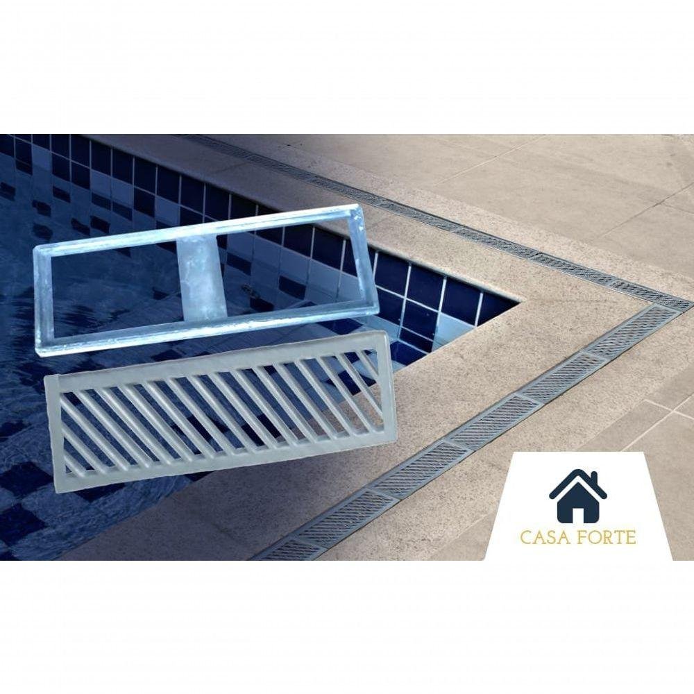 Suporte para Ralo Linear para Área Externa Piscina Grelha de Alumínio. 10x50x1 Cm - 3