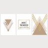 Quadro Geométrico Creme Nude e Dourado Frase Delicado - Kit 3 telas - 90 x 60 cm - Branca - 2