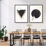 Quadro Abstrato Geométrico Preto Branco e Marrom Formas - Kit 2 telas - 150 x 100 cm - Branca - 1