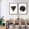 Quadro Abstrato Geométrico Preto Branco e Marrom Formas - Kit 2 telas - 150 x 100 cm - Preta - 1