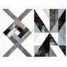 Quadro Abstrato Geométrico Preto Cinza Cimento - Kit 2 telas - 90 x 60 cm - Chassi - 2