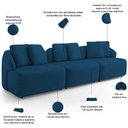 Ver imagem 4 de Sofá 3 Lugares para Sala de Estar Living 228cm Arlo F04 Veludo Azul Marinho Tc-12012 - Lyam Decor