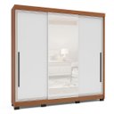 Ver imagem 2 de Roupeiro Valência 3 Portas Correr com Espelho 217x213cm Freijó/Branco 240854
