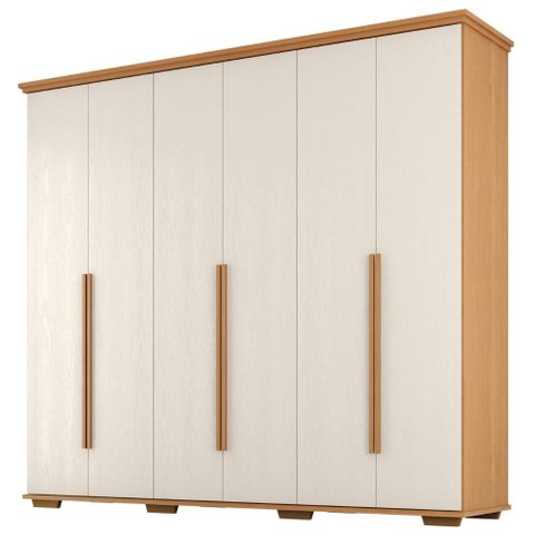 Guarda Roupa Casal 6 Portas 5 Gavetas Rest 273 cm Cinamomo Areia Zanz
