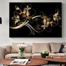 Quadro Flor Lírio Preto e Dourado - Tela Única - 200 x 120 cm - Preta - 1