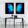 Quadro Borboleta Azul e Preto Delicado 1 - Kit 2 telas - 60 x 40 cm - Chassi - 1