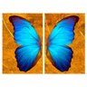 Quadro Borboleta Azul e Dourado Impacto - Kit 2 telas - 60 x 40 cm - Branca - 2