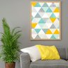 Quadro Geométrico Triângulos Coloridos Amarelo e Azul - Tela Única - 60 x 40 cm - Preta - 1