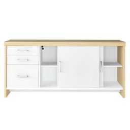 Balcão para Escritório Tamburato com Gavetas Ii | Artany:carvalho/branco - 3