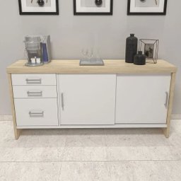 Balcão para Escritório Tamburato com Gavetas Ii | Artany:carvalho/branco - 10