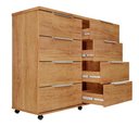 Ver imagem 2 de Cômoda Gaveteiro Grande 8 Gavetas com Rodízios Cedro Repleta