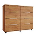 Ver imagem 1 de Cômoda Gaveteiro Grande 8 Gavetas com Rodízios Cedro Repleta