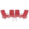 Jogo Poltronas com Mesa Varanda Jardim Área Descanso Alumínio Junco Confort Vermelho Estonado A16 - 1