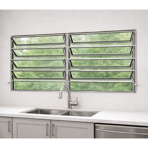 Vitro Basculante 2 Seções 100x200 Alumínio Brilhante Vidro Liso