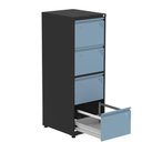 Ver imagem 2 de Armário de Arquivo Oficio 4 Gavetas Pandin 47cm (larg) Aço Preto C/ Frente Gaveta Azul Dali C/