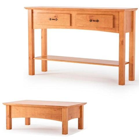 Aparador e Mesa de Centro 100% Madeira para Sala Bella Carvalho Fosco