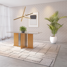 Mesa Graciosa Candian 1,80 m x 0,90 m Tampo Com Vidro Canto Copo Cinamomo e Off - 1