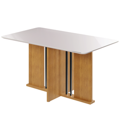 Mesa Graciosa Candian 1,80 m x 0,90 m Tampo Com Vidro Canto Copo Cinamomo e Off - 3