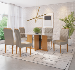 Mesa Graciosa Candian 1,80 m x 0,90 m Tampo Com Vidro Canto Copo Cinamomo e Off - 2