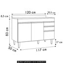 Ver imagem 4 de Balcão de Cozinha para Pia com Tampo 120cm Michigan Castanho - Lumil