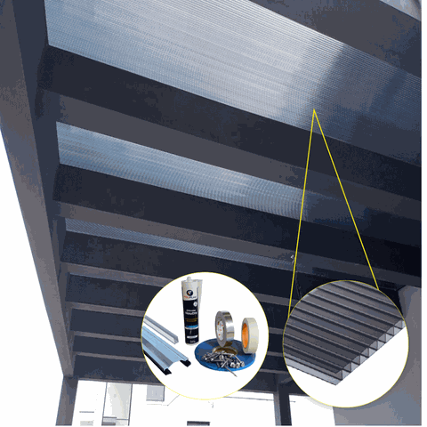 Cobertura Policarbonato Alveolar 6,00m x 1,50m - Fume 6mm