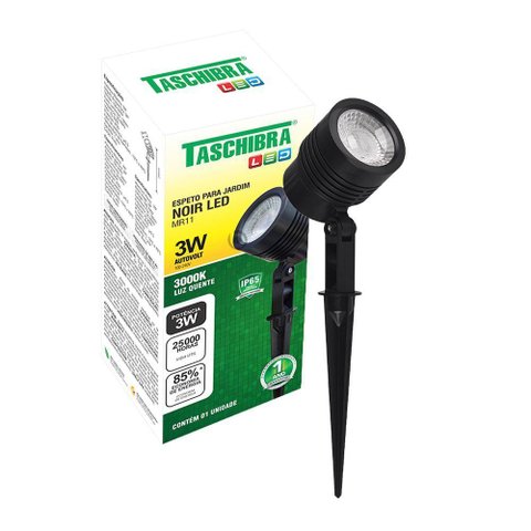 Espeto Led para Jardim Taschibra Noir Mr11 3w Preto Bivolt 3000k Luz Quente