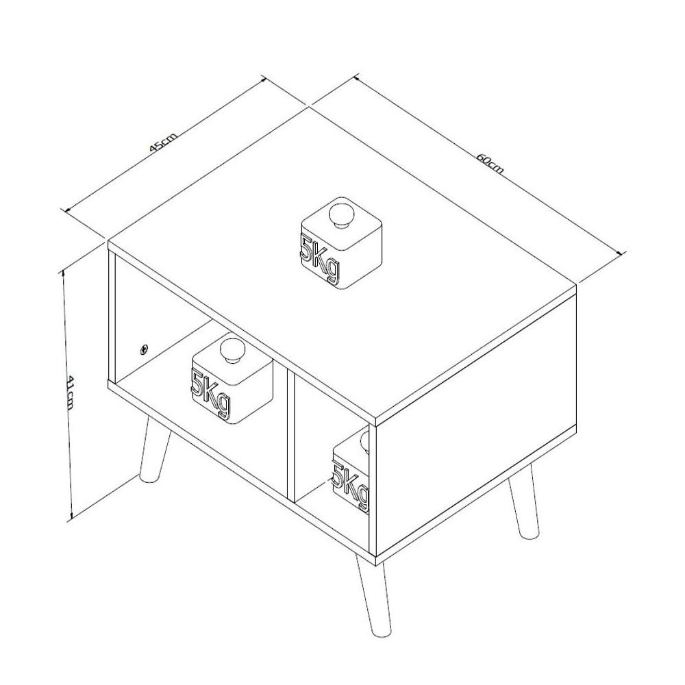 Mesa de Centro Retrô 60x45cm c/ Nicho MES6003 Appunto Móveis - Branco - 4