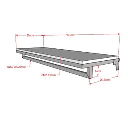 Prateleira com Cabideiro para Cremalheira 90 x 30cm Comac - Preto - 2