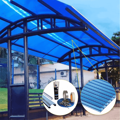 Cobertura Policarbonato Alveolar 6,00m x 2,00m - Azul 6mm