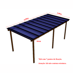 Cobertura Policarbonato Alveolar 6,00m x 2,00m - Azul 6mm - 4