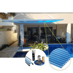 Cobertura Policarbonato Alveolar 6,00m x 2,00m - Azul 6mm - 3