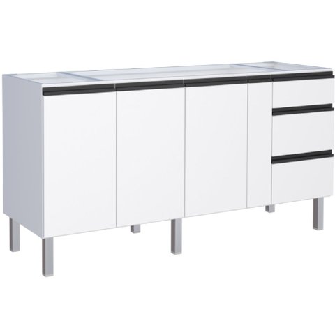 Gabinete em Aço Gaia Branco com Detalhe Preto para Pias de 1,80 Metro - P101304 - Cozimax