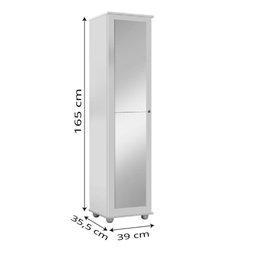 Armário e Sapateira Multiuso Marrie com Espelho 1 Porta Branco J&a Móveis - 3