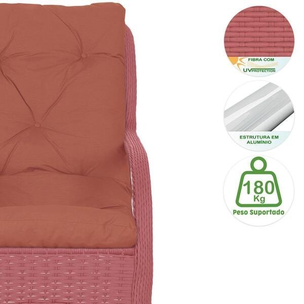 Poltronas Área Externa Jardim Varanda Descanso Alumínio 2Un Vime Confort Vermelho Estonado A40 - 3