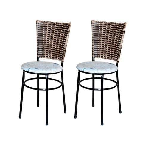 2 Cadeiras Preta para Cozinha Hawai Avelã Assento Floral Cor:floral Areia