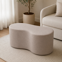Ver imagem 1 de Puff Orgânico Feijão Luxo Sala Estar Moderno Tecido Linho Bege