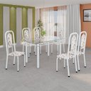 Ver imagem 1 de Conjunto de Mesa Tubular com 6 Cadeiras Lara Branco/Arabesco