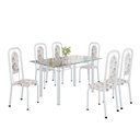 Ver imagem 2 de Conjunto de Mesa Tubular com 6 Cadeiras Lara Branco/Arabesco