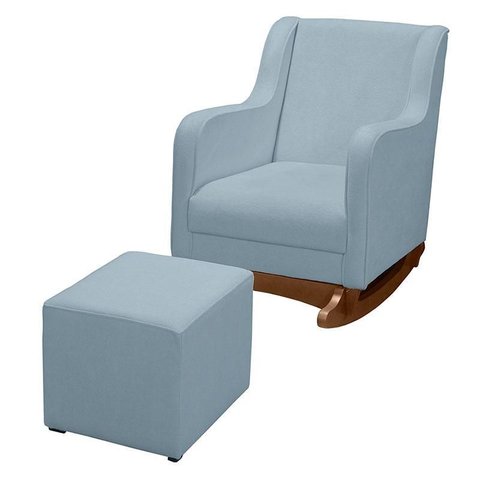 Poltrona Amamentação Aquila Plus com Puff Boucle Azul Claro - Fratello