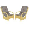 Poltronas Descanso para Área Externa Jardim Varanda em Alumínio e Vime 2Un Confort Amarelo A23 - 1