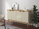 Ver imagem 2 de Buffet / Balcão Pr 1.60m 4 Portas Estilo Retrô com Pés em Madeira Maciça Cor Off White / Cinamomo