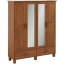 Ver imagem 2 de Guarda Roupa Solteiro Selena F06 4 Portas de Bater 2 Gavetas Madeira Maciça Castanho Lyam Decor