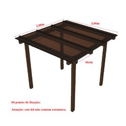 Cobertura Policarbonato Alveolar 2,00m x 3,00m - Bronze 6mm - 4