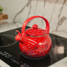 Chaleira Esmaltada Vintage 2,2l com Apito À Indução Vermelha - 2