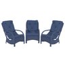 Jogo Poltronas Jardim Varanda Área Externa Descanso Alumínio Vime 3Un Confort Azul Dark Estonado - 1