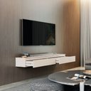 Ver imagem 3 de Rack Suspenso para Painel ou Tv até 55 Polegadas 2 Gavetas Aspen Off White Edn