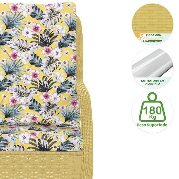 Poltronas Varanda Jardim Sacada Descanso Área Externa Alumínio Junco Vime 4Un Confort Amarelo A28 - 3